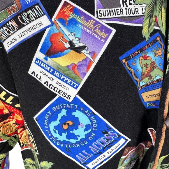 Vintage Jimmy Buffett Margaritaville Hawaiian Shirt Men’s Large Black Button USA - Picture 3 of 13